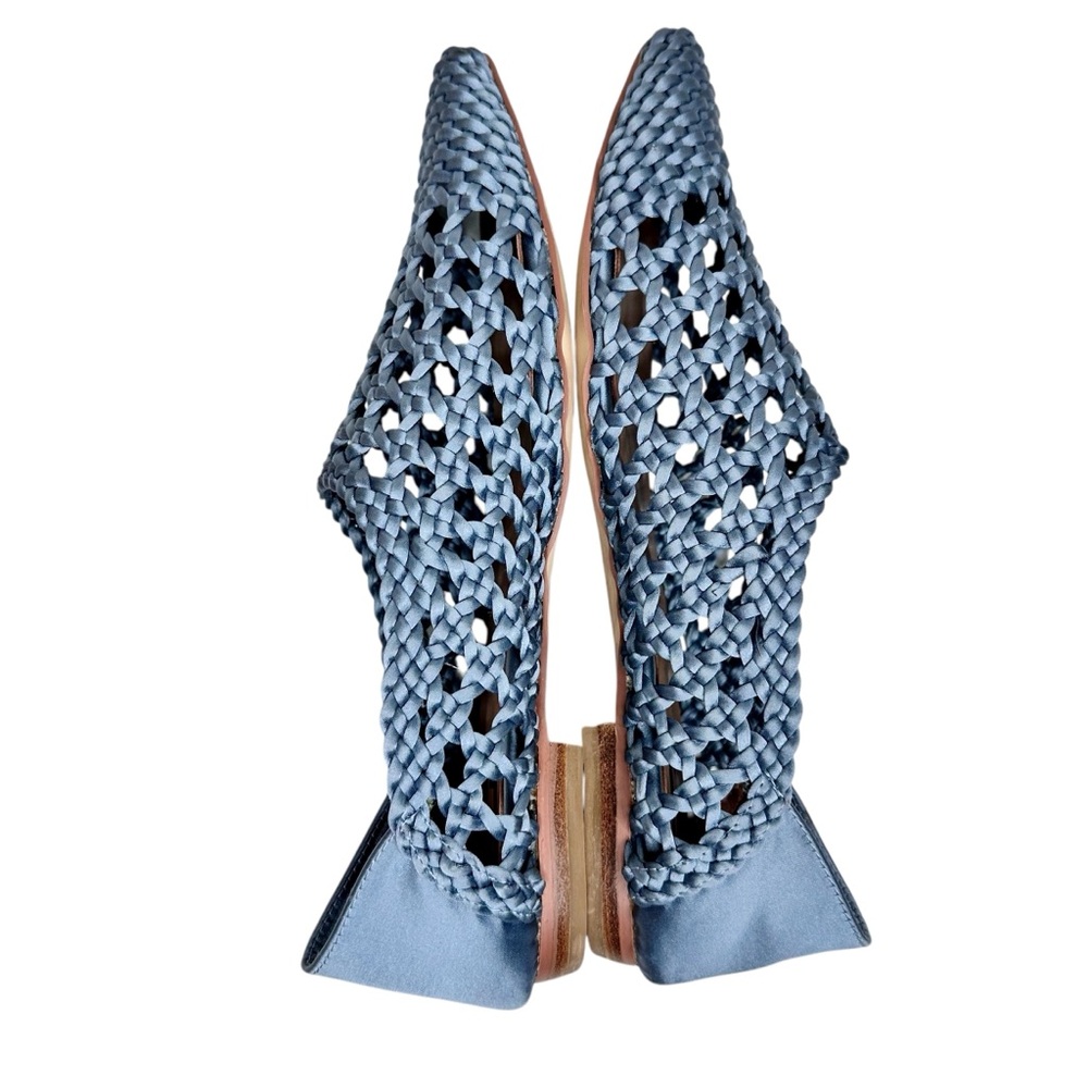 NEW Anthropologie Bibi Lou Woven Pointed Toe Flats Celeste Sky Blue SZ 37 - Picture 8 of 13
